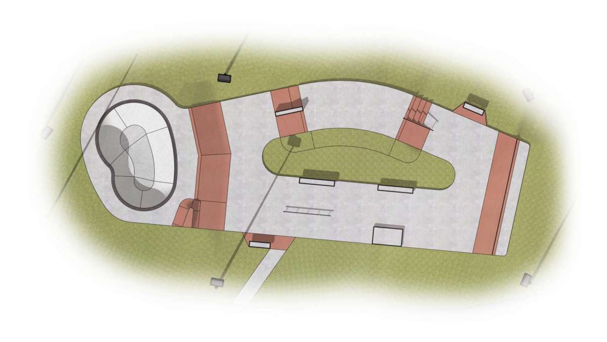 An overview of the second design for the skate park